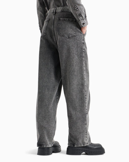 Garment-treated denim jeans with darts