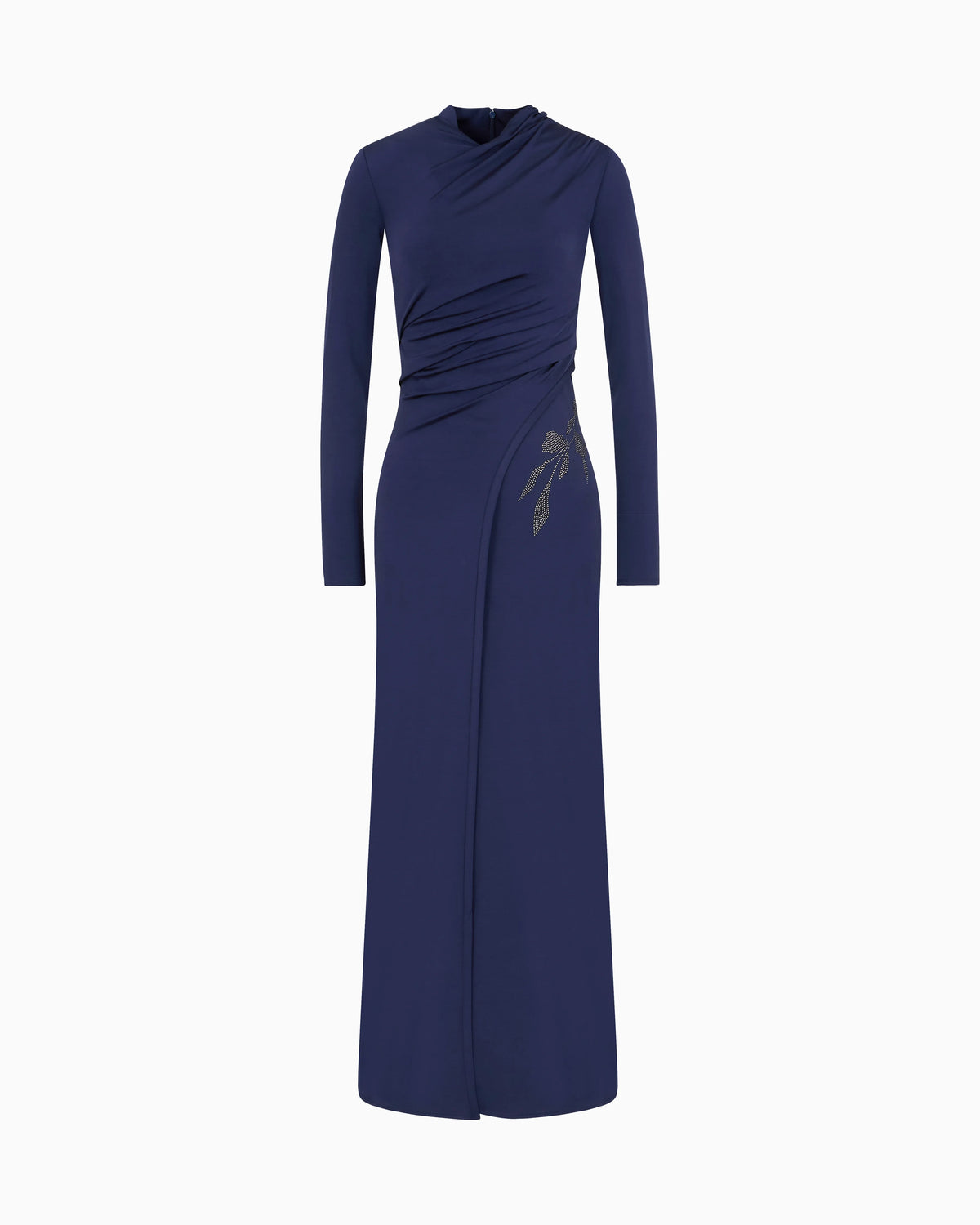 Long dress in stretch viscose jersey with rhinestones