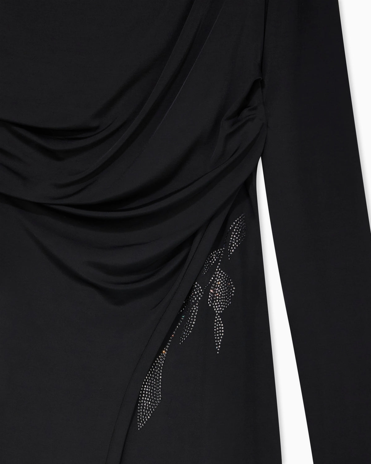 Long dress in stretch viscose jersey with rhinestones
