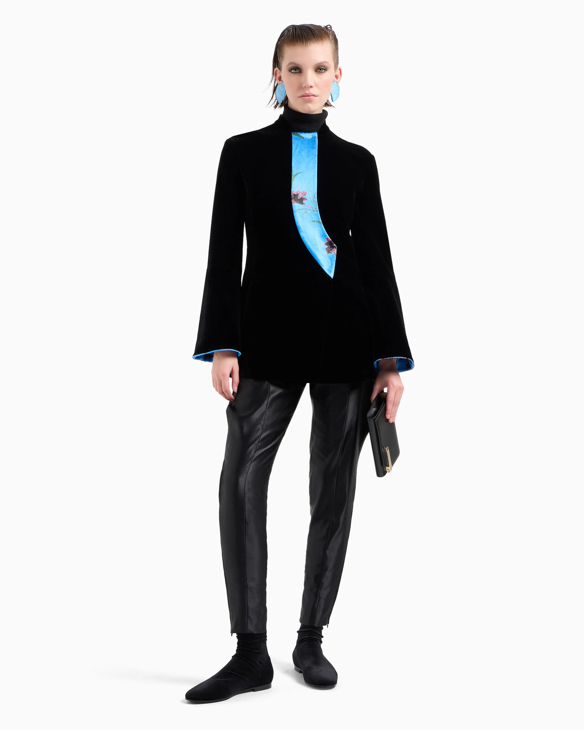 Virgin wool mock-neck top