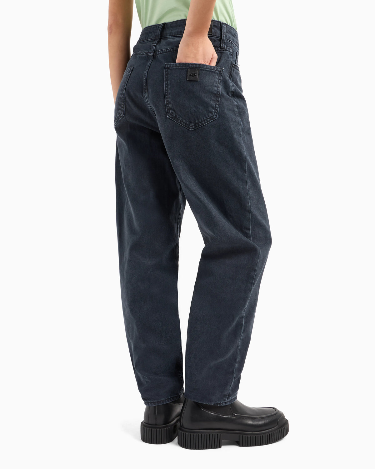 J51 carrot fit jeans in stiff denim with embroidered monogram