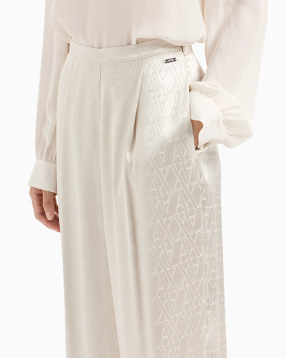 ASV Allover Monogram Satin Pleated Trousers