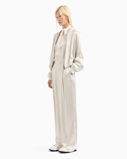 ASV Allover Monogram Satin Pleated Trousers