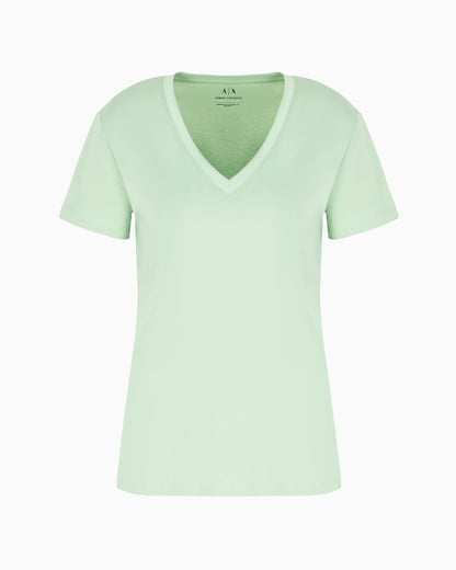 Slim fit jersey T-shirt with V-neck and small logo