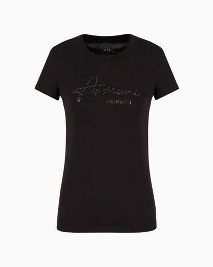 Slim fit T-shirt with logo lettering and sequins