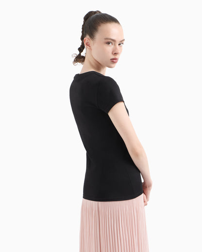 Slim fit T-shirt with logo lettering and sequins