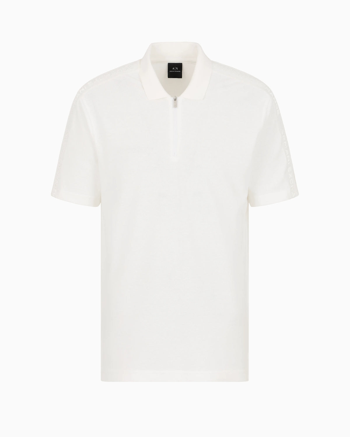 Regular fit cotton zip polo with logo bands