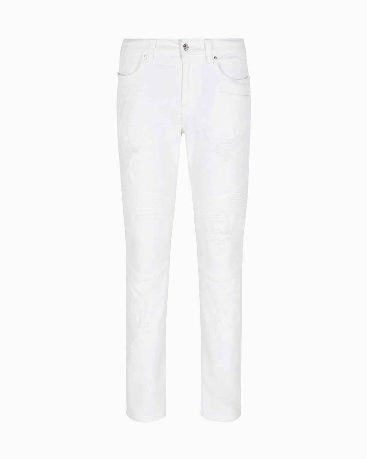 J27 skinny biker fit jeans in washed denim