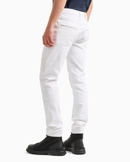 J27 skinny biker fit jeans in washed denim