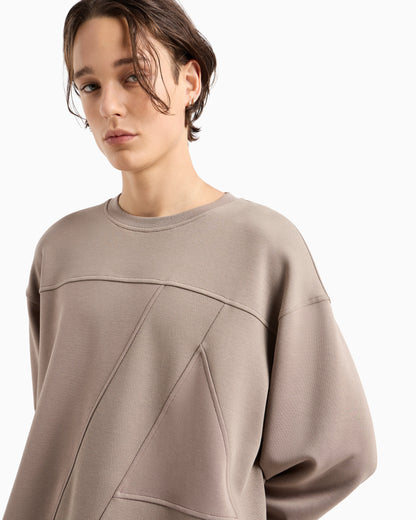 organic cotton crewneck sweatshirt with maxi logo and A-line