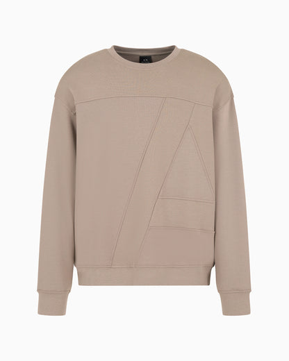 organic cotton crewneck sweatshirt with maxi logo and A-line
