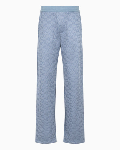 Cotton Blend Satin Pleated Trousers