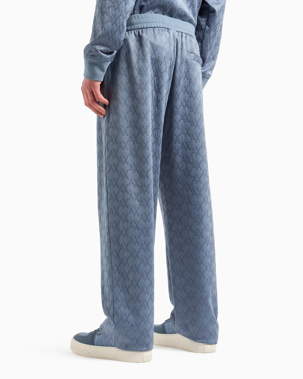 Cotton Blend Satin Pleated Trousers