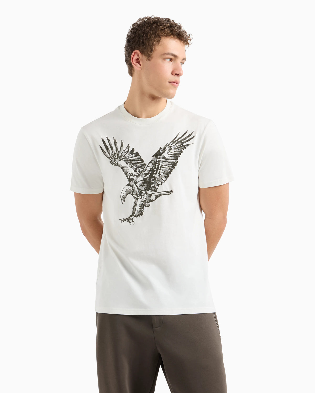Regular fit T-shirt with eagle embroidery in ASV jersey