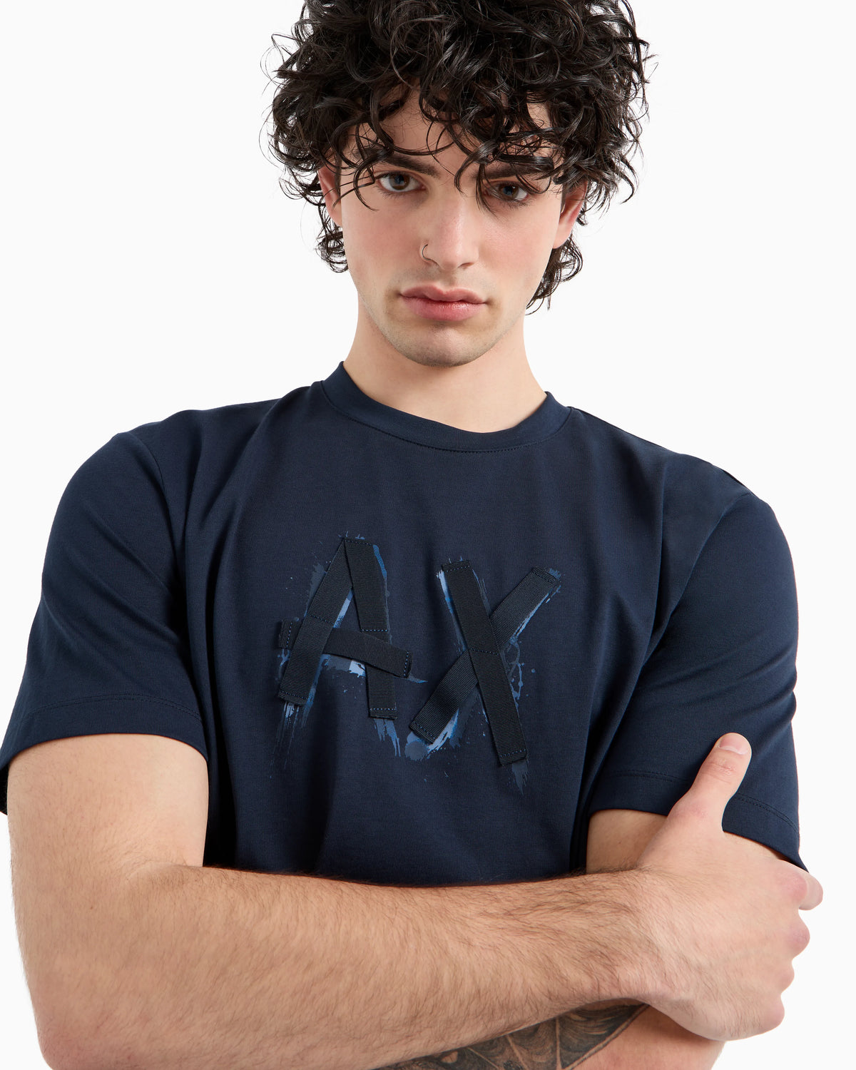 Regular fit T-shirt with brush stroke logo in ASV cotton