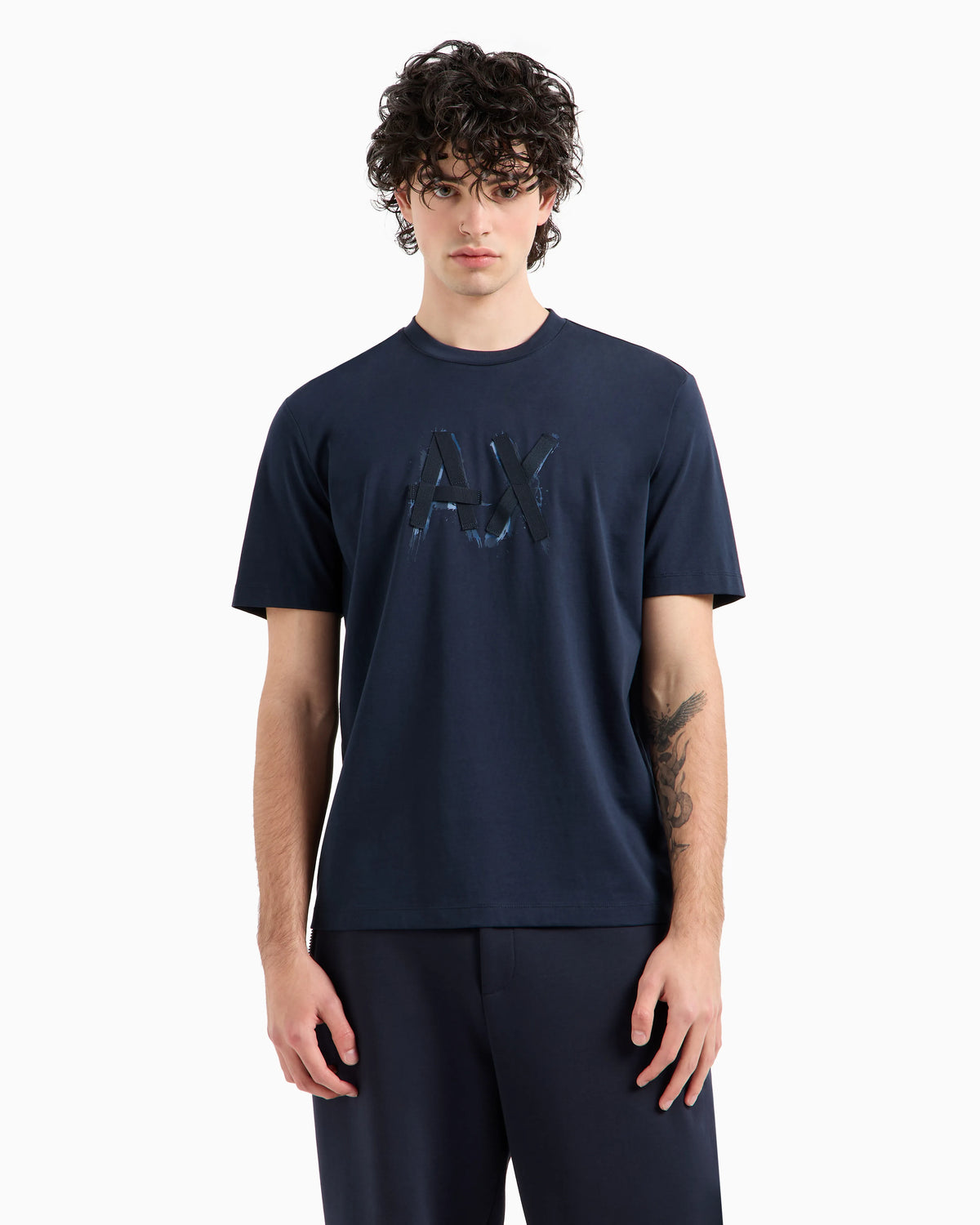 Regular fit T-shirt with brush stroke logo in ASV cotton