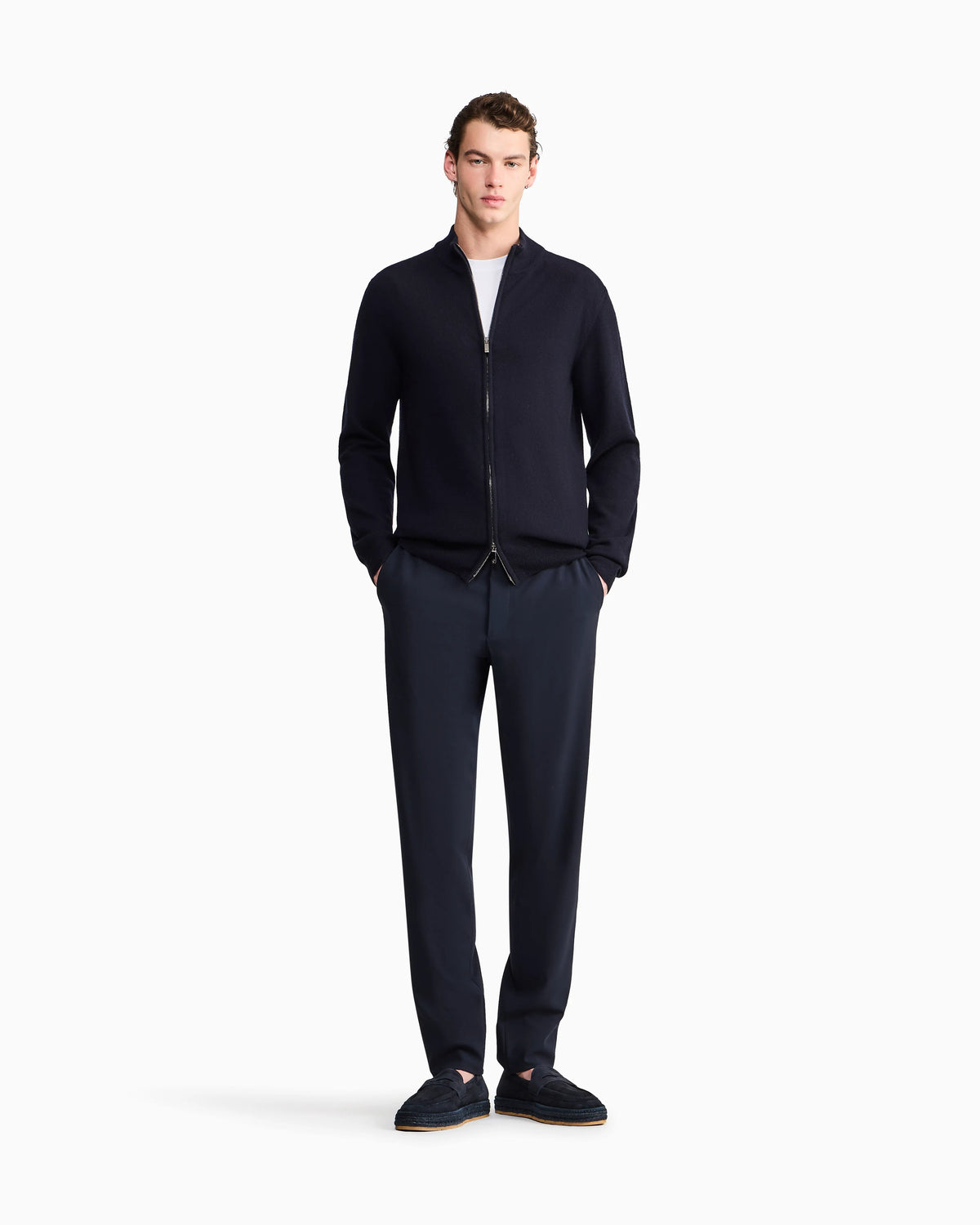 Zipped cardigan in cashmere