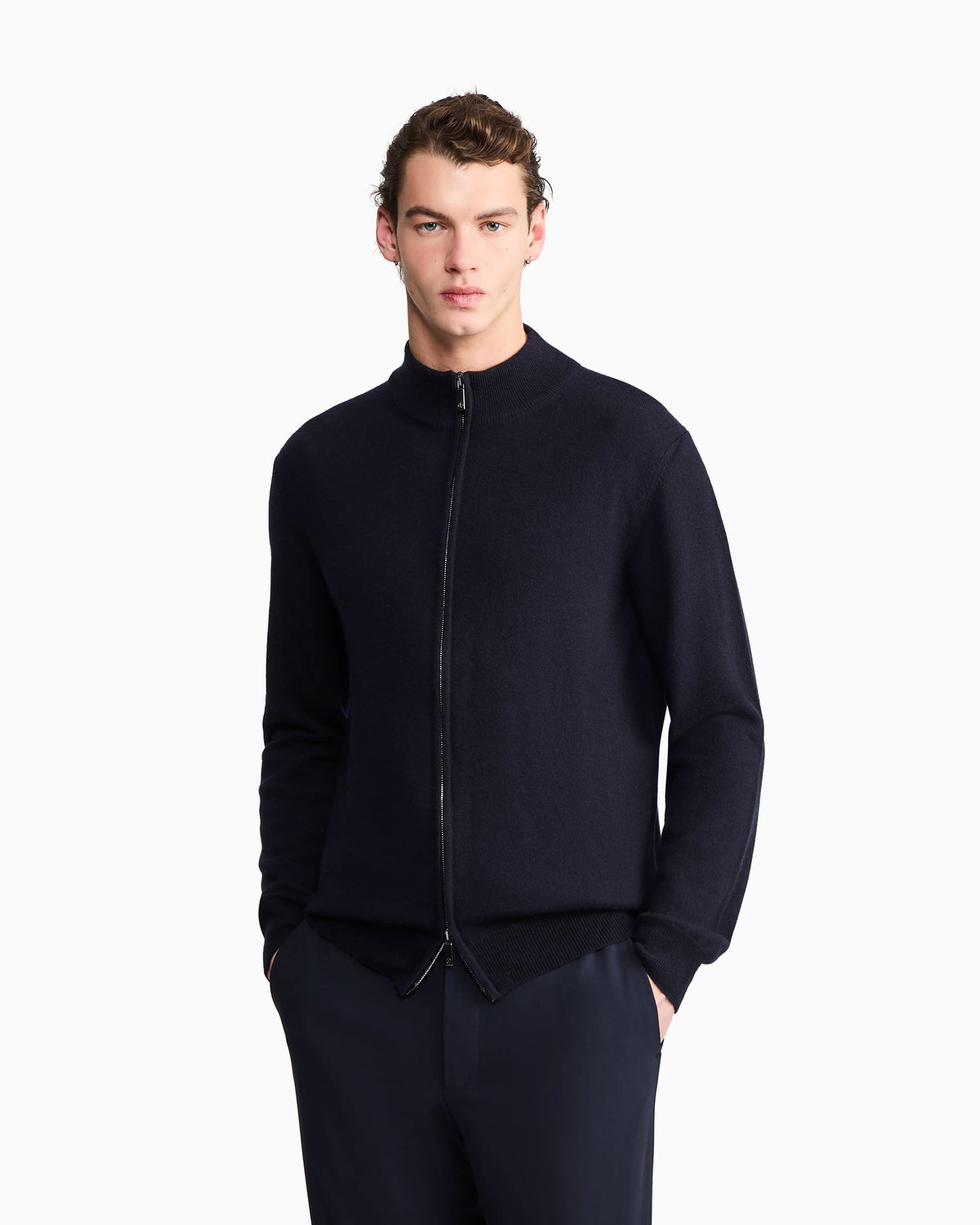 Zipped cardigan in cashmere