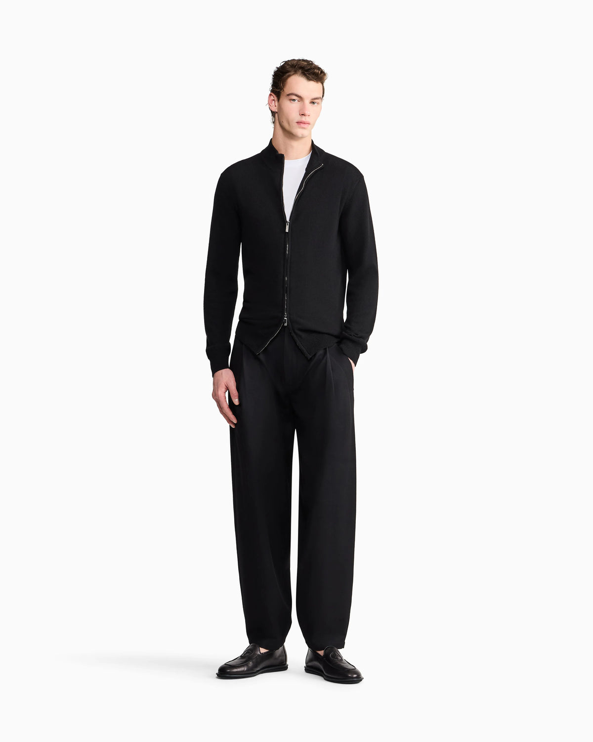 Zipped cardigan in cashmere