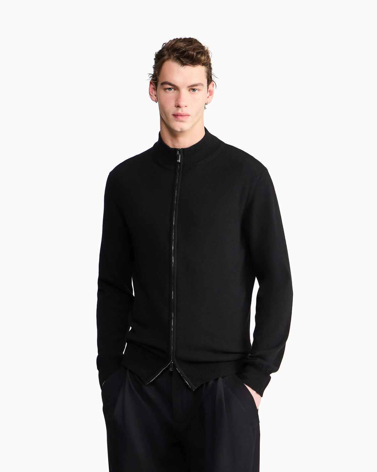 Zipped cardigan in cashmere