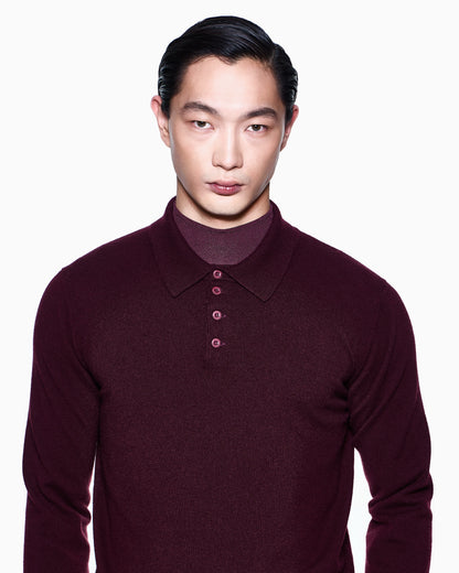 Long-sleeved cashmere polo shirt