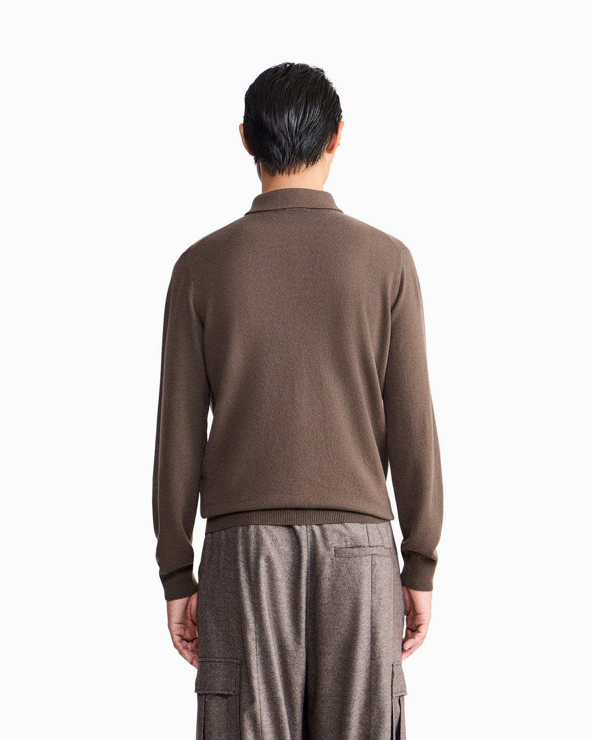 Long-sleeved cashmere polo shirt