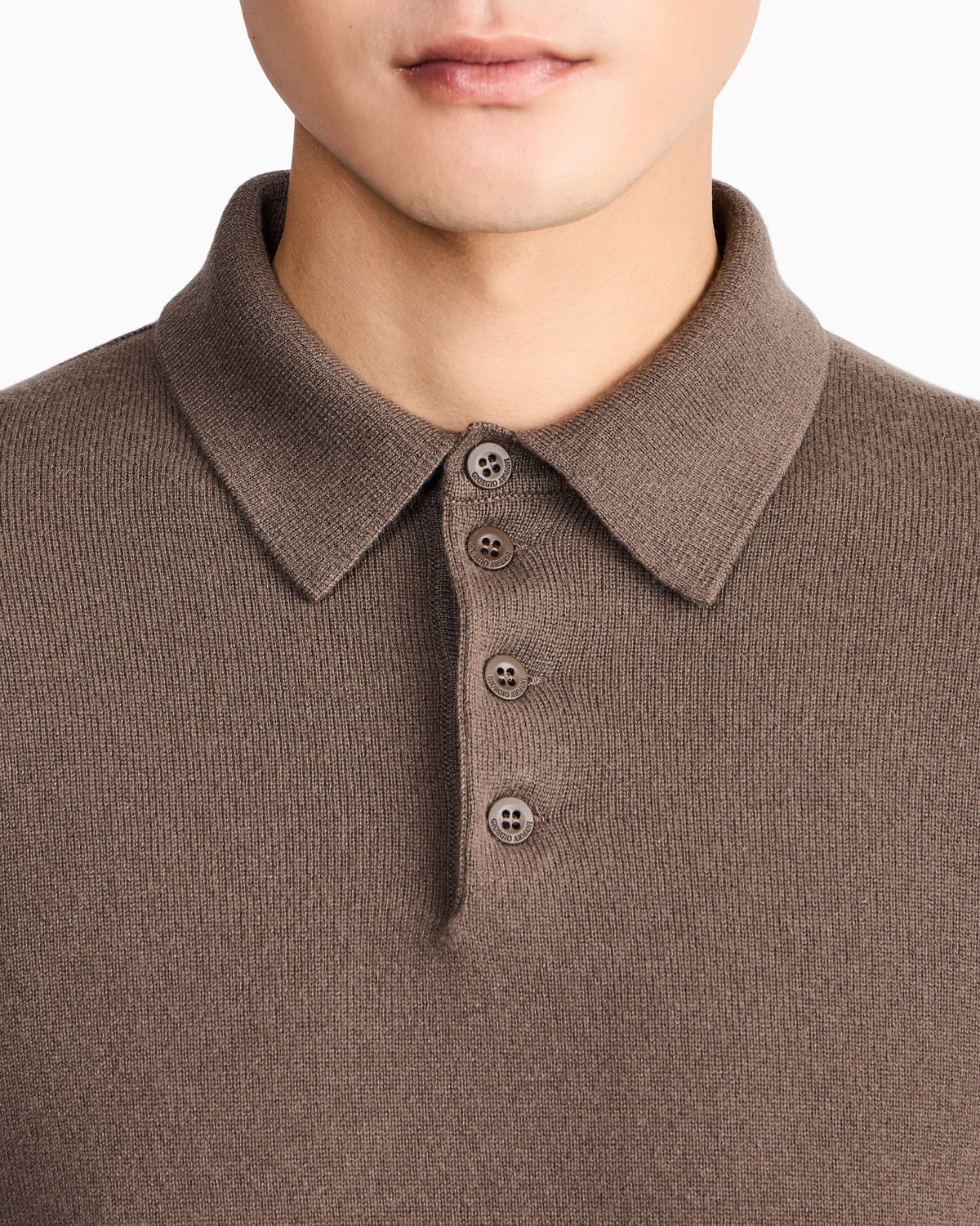 Long-sleeved cashmere polo shirt