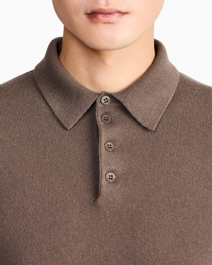 Long-sleeved cashmere polo shirt