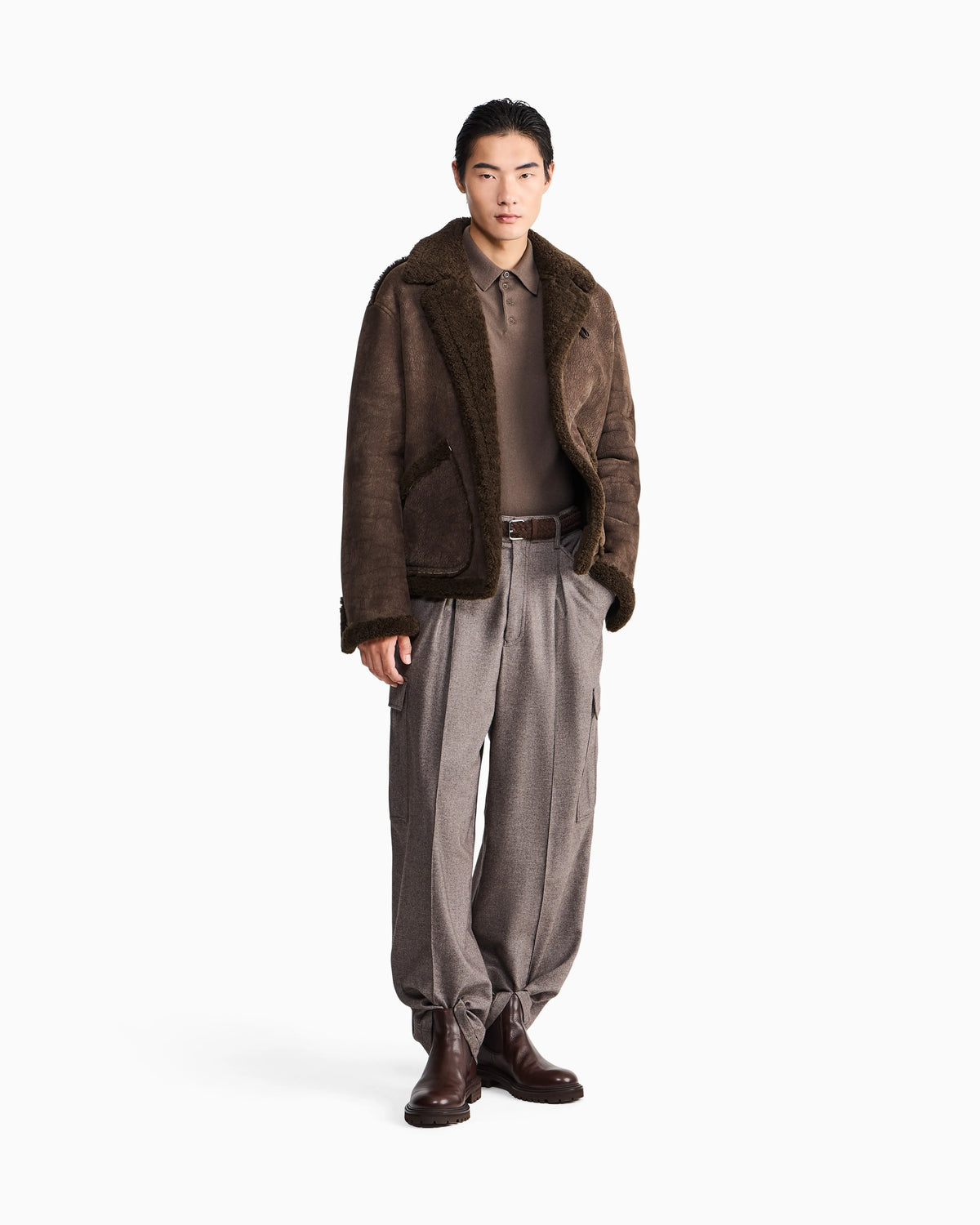Long-sleeved cashmere polo shirt