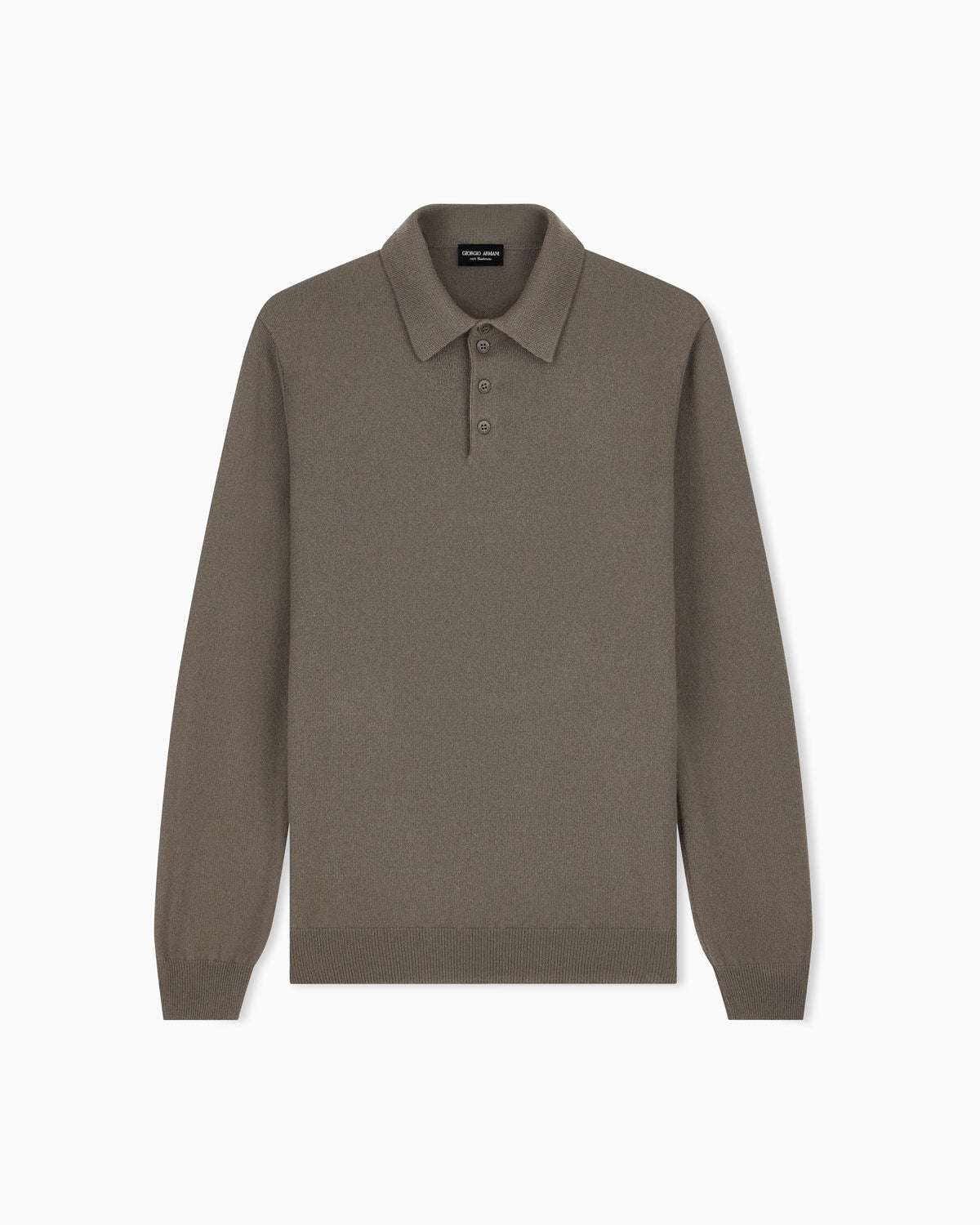 Long-sleeved cashmere polo shirt