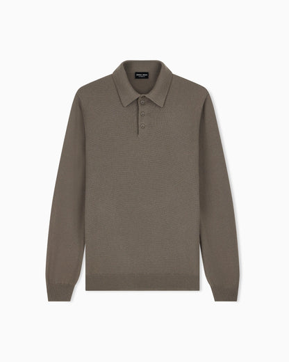 Long-sleeved cashmere polo shirt