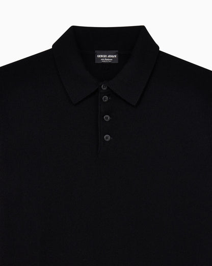 Long-sleeved cashmere polo shirt