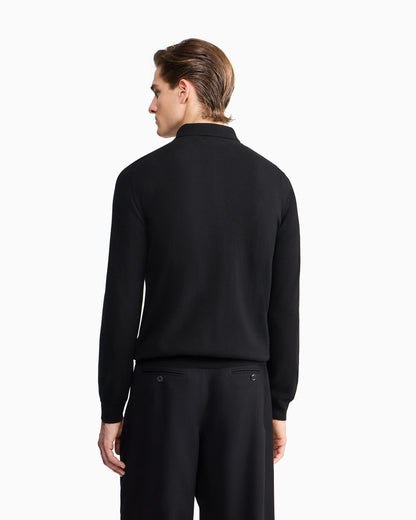 Long-sleeved cashmere polo shirt