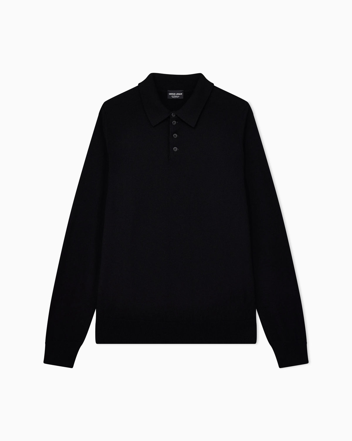 Long-sleeved cashmere polo shirt