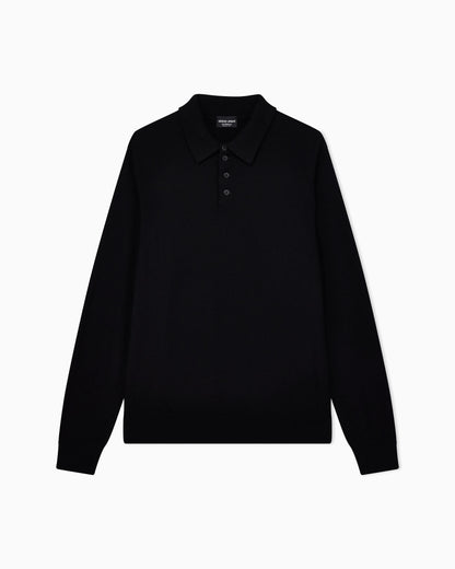 Long-sleeved cashmere polo shirt