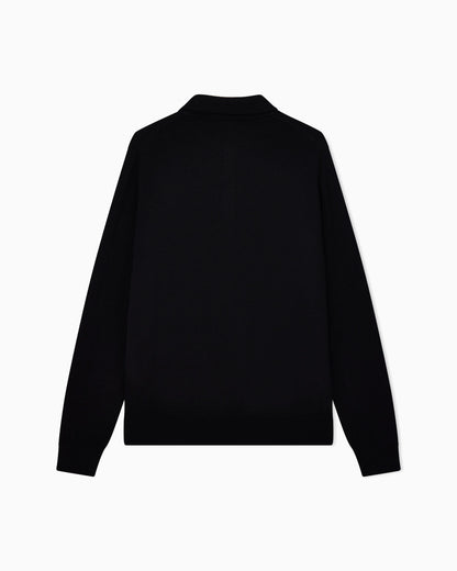 Long-sleeved cashmere polo shirt