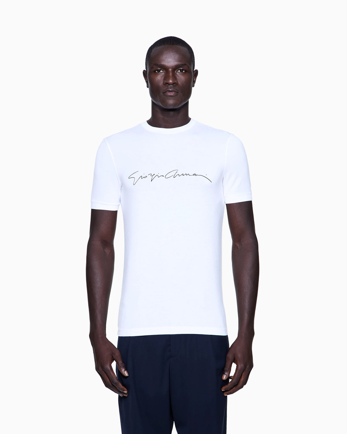 Stretch t-shirt in viscose with crew neck and logo