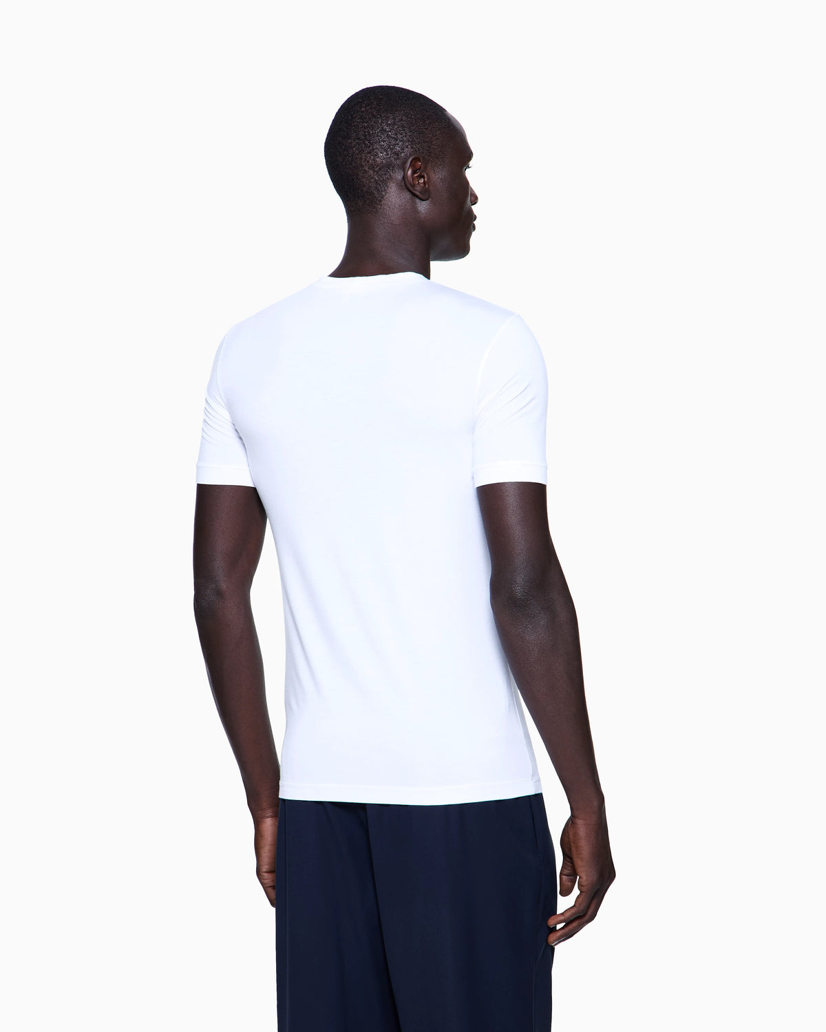 Stretch t-shirt in viscose with crew neck and logo