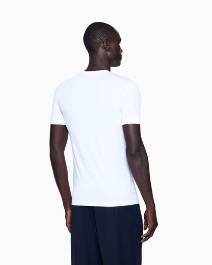 Stretch t-shirt in viscose with crew neck and logo