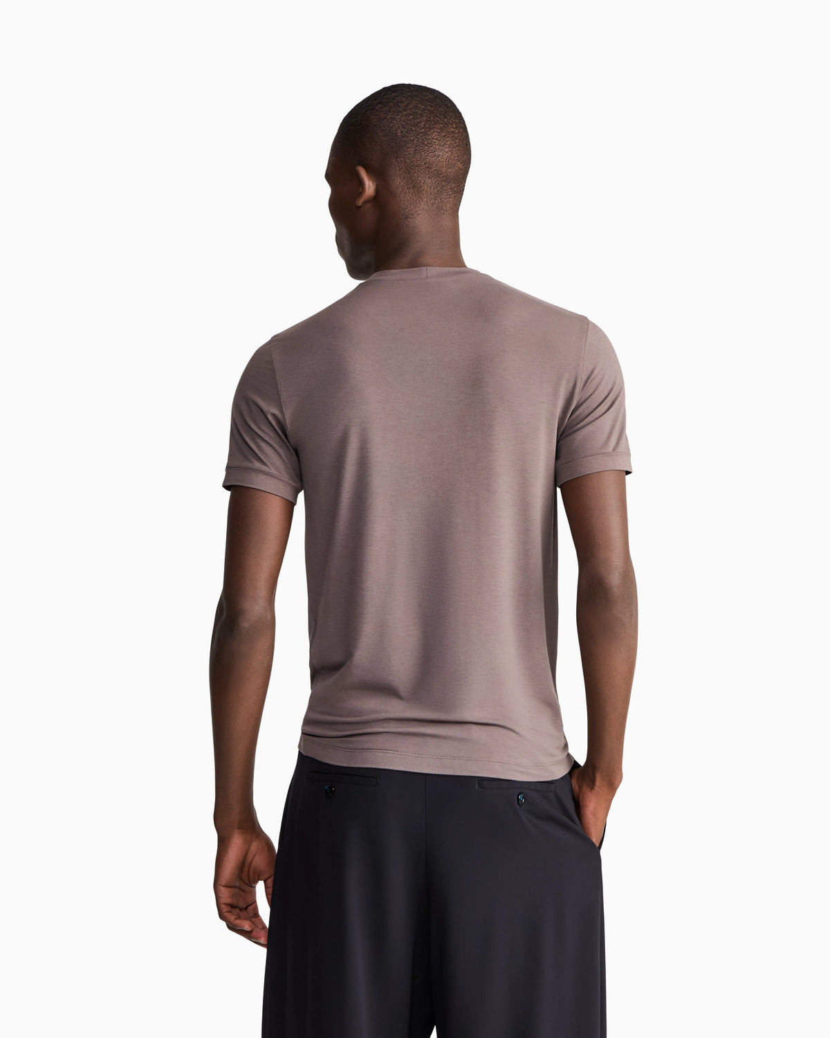 Stretch t-shirt in viscose with crew neck and logo