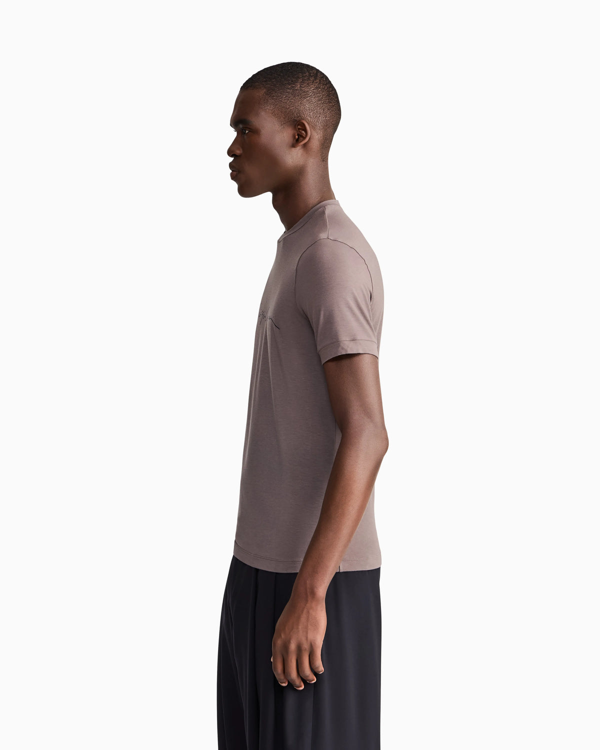 Stretch t-shirt in viscose with crew neck and logo