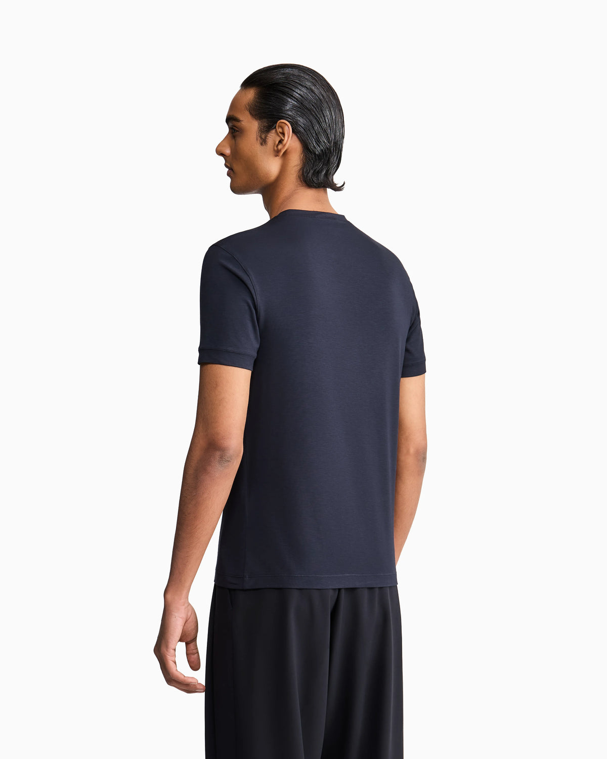 Stretch t-shirt in viscose with crew neck and logo