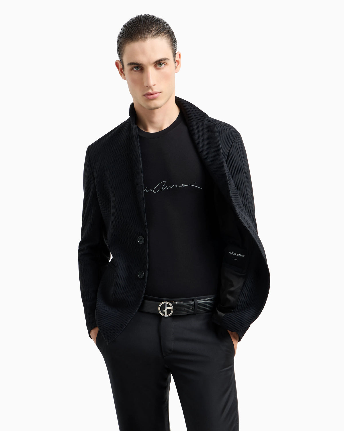 Stretch t-shirt in viscose with crew neck and logo