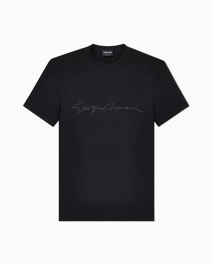 Stretch t-shirt in viscose with crew neck and logo