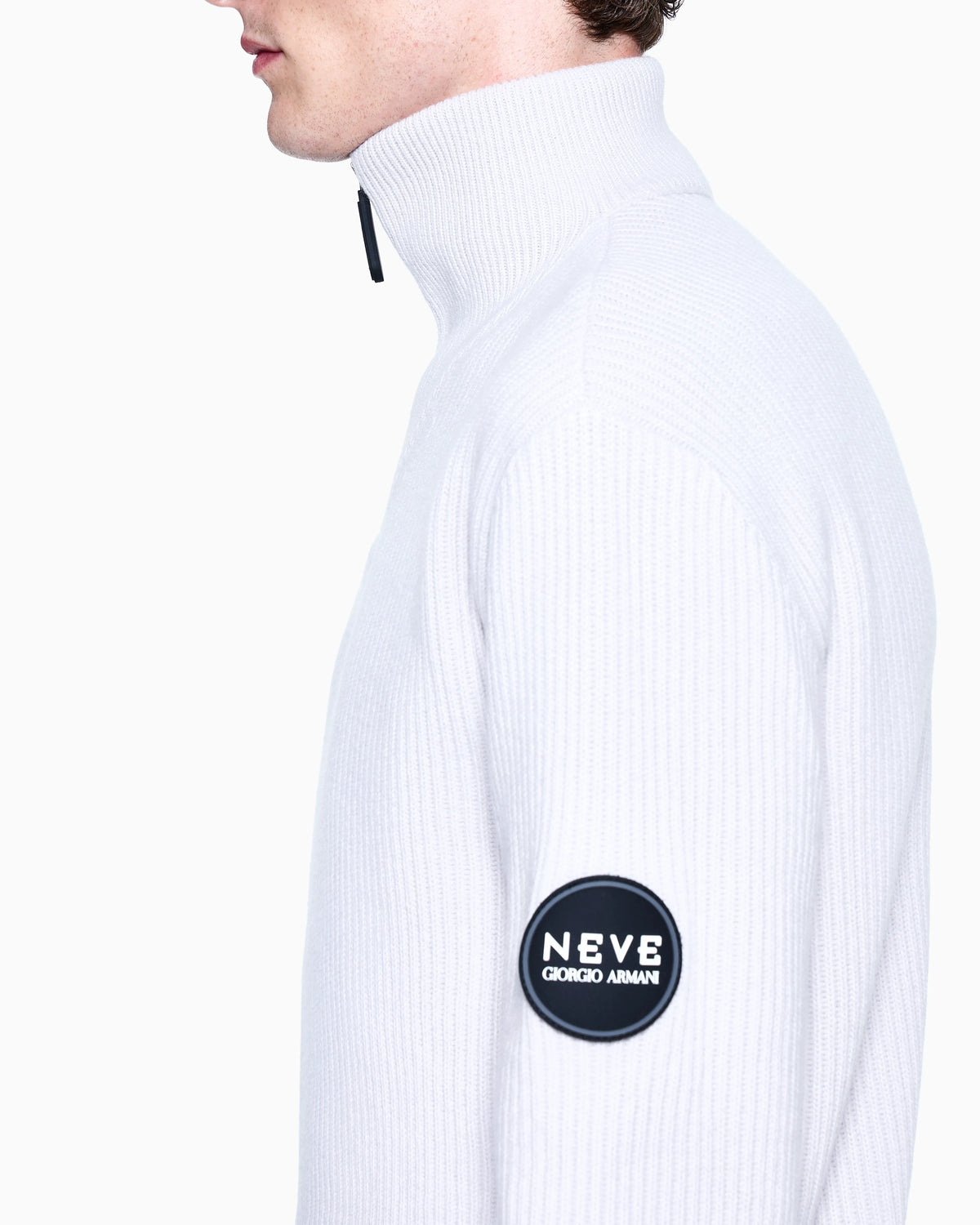 Knit jumper with half-zip in wool and cashmere