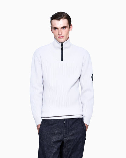 Knit jumper with half-zip in wool and cashmere
