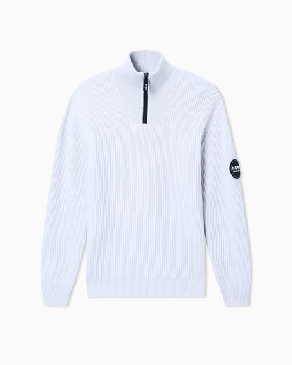 Knit jumper with half-zip in wool and cashmere