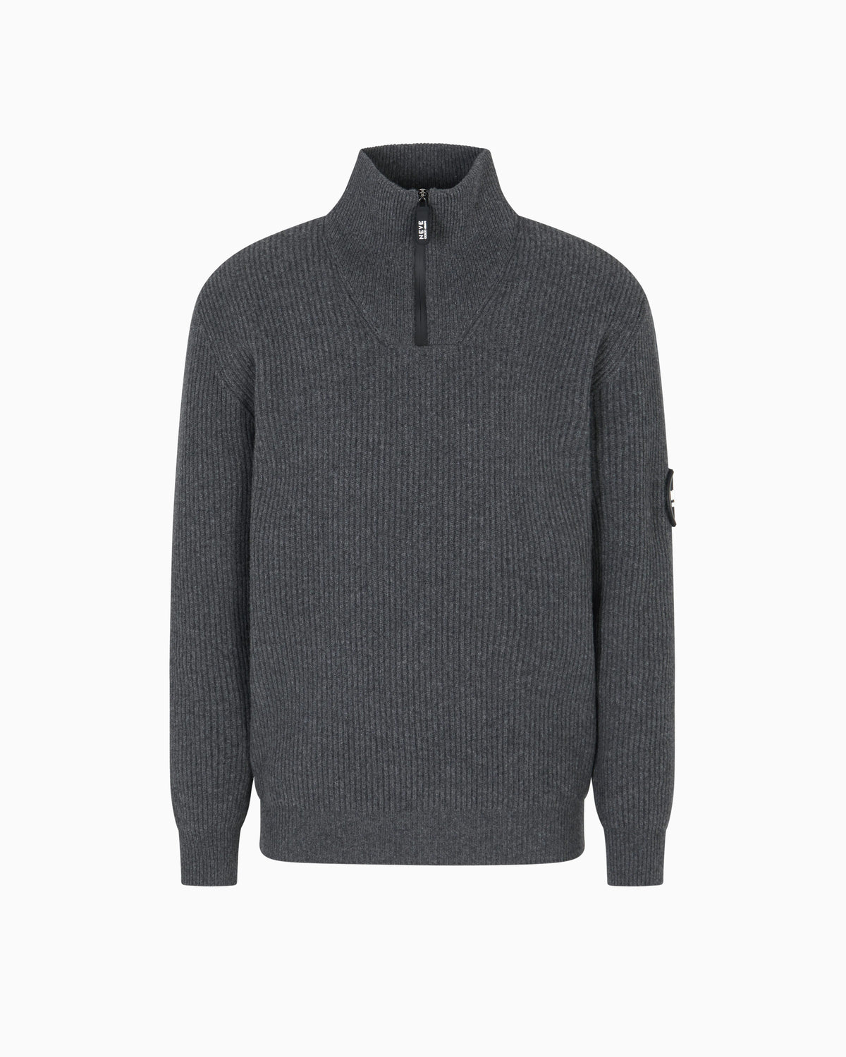 Knit jumper with half-zip in wool and cashmere