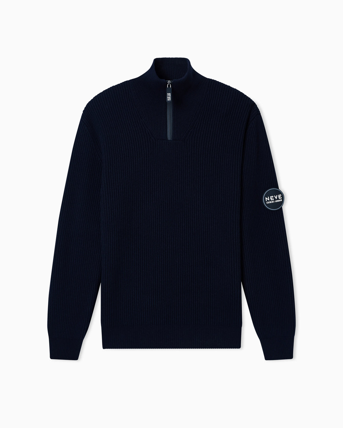 Knit jumper with half-zip in wool and cashmere