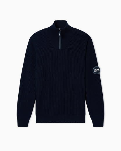 Knit jumper with half-zip in wool and cashmere